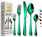 Emerald Green Cutlery Set, Dinner Sets for 6 People, Knife and Fork Sets, Dishwasher Safe Stainless Steel Cutlery Set, Elegant Tableware 30 Pcs Christmas Dinnerware Sets with Spoon Knife and Fork.