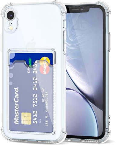 Svanove for iPhone XR Case Wallet Clear, Card Holder Case with Credit Card Slot, Thin Slim Transparent Silicone Grip Soft Rubber Protective Shockproof Airbag Bumper for Women, Clear