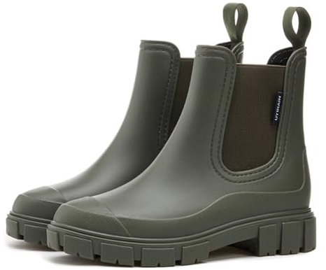 MIEHUIAI Bottes De Pluie Femme Caoutchouc Imperméables Chelsea Bottines Antidérapant Wellies Rain Boots Légères Bottes de Jardinage(Vert,37 EU)