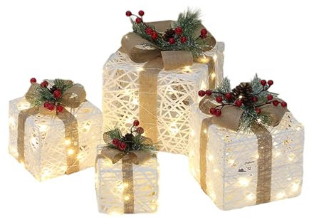 Bestvisse Scatole luminose a LED per Natale, 1 set, 60 luci LED, per albero, portico e decorazioni da giardino