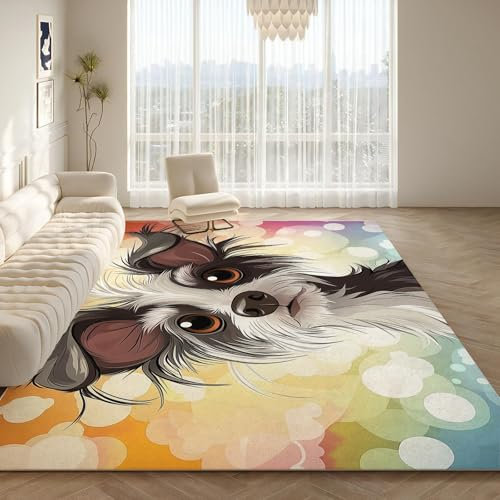 NAWVNMI Waschbarer Teppich Krabbelmatte Babyzimmer Kinder rutschfest Flauschig Teppich Teppich Kinderzimmer Junge Mädchen Kinderteppich, Hund - Fellhund, 160 x 230 cm