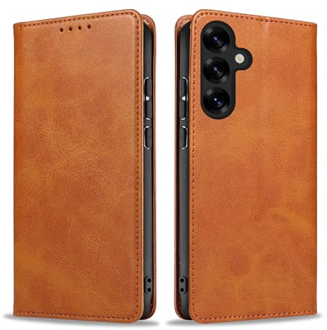 LBH Handyhülle Smartphone-Hülle für Samsung Galaxy S25 Klapphülle Magnetverschluss Kartenfächer Geldfach Standfunktion Case Etui Rundumschutz Schutzhülle Hellbraun