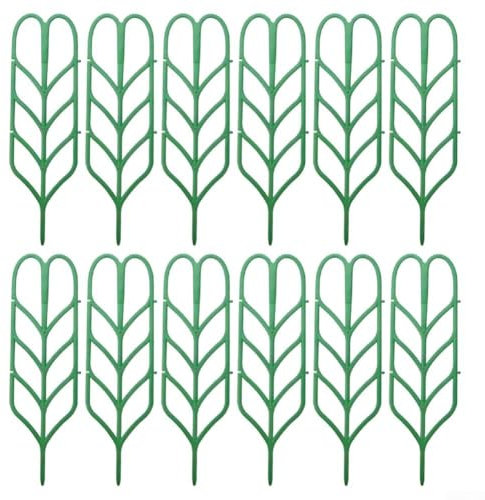 Klettergerüst für Pflanzen, 12-teilig, Kunststoff, für Topfblumen, für drinnen und draußen, 15 x 35 cm, Grün