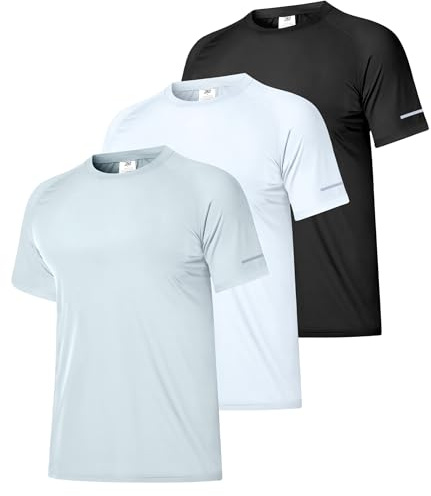 Boyzn 3 Pack Men's Watersport Rash Guard UPF 50+ Rash Vest UV Swim Tops Sun Protection Short Sleeve Crew Neck T-Shirts for Men Quick Dry Lightweight Surfing Fishing Beach Tee Shirts for Men 3P05-L