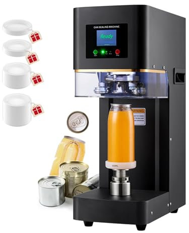 Fully Automatic Can Sealer Machine, 320W Commercial Automatic Cup Sealing Machine, Glass Plastic Tin Can Cup Can Sealer with Counter & LCD Display, Dia 2.17In Height 3.6In & 4.5In & 6.69In(Gray)