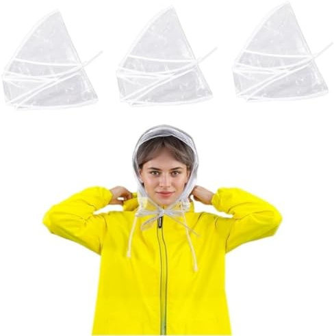 Yunmoxiao Cuffia antipioggia con visiera, 4 pezzi, in plastica, riutilizzabile, per donne e donne, Trasparente, Taglia unica