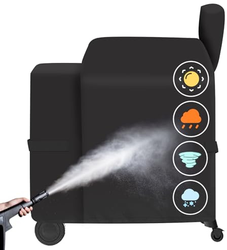 Outdoor Grill Cover for Traeger 22 & 575 Series Wood Pellet Grill and Smoker, Waterproof and Heavy Duty BBQ Grill Cover with Straps for Treager Pro 22 / Pro 575, Z Grills 550B and More