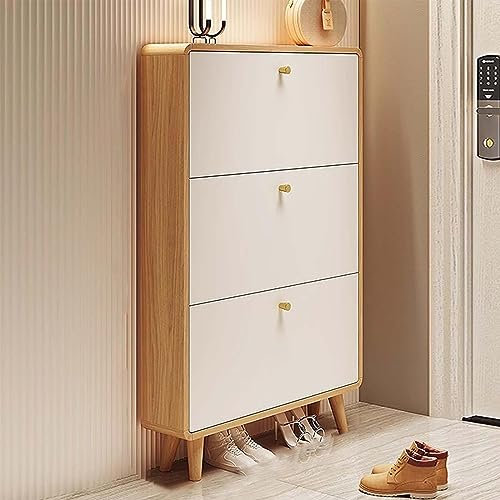 Étagère à chaussures en bois pour couloir et entrée - Pliable - Ultra mince - Style chinois - Meuble élégant pour petits espaces