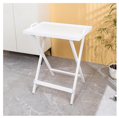 bacedifo Tragbarer Klapptisch Tablett-Tische Kleiner Schreibtisch Klappbar X-förmige Tischbeine Couchtisch, Beistelltisch Massivholz Tisch Klappbar mit Abnehmbarem Tablett Home Outdoor
