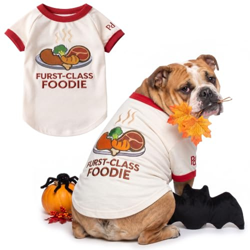 Parisian Pet Dog Furst Class Foodie Shirt - Halloween Pet Vest - Halloween Shirts for Dogs - Embroidered Pets Clothes - Puppy Halloween Costume - Sleeved Doggy Costumes for Large Dogs - 3XL