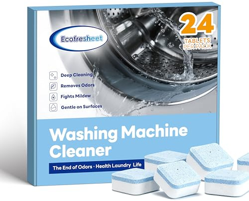 Ecofresheet Washing Machine Cleaner Ecofresheet Waschmaschinen-Reiniger Tabletten - 24 Stück, Tiefenreiniger & Entkalker für Frontlader und Toplader | Beseitigt Gerüche & Rückstände