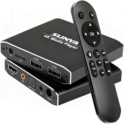 Lecteur multimédia numérique 4K Ultra HD avec télécommande, prend en charge HDD/USB/Micro SD (TF), H.265/HEVC/H.264, MKV/MP4/AVI/PPT, MP3/JPG, HDMI/AV/optique, lecture automatique
