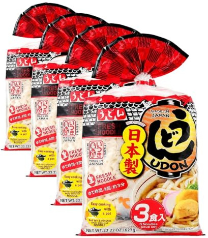 Itsuki Yude Udon Noodles with Soup Sachet 627g (3 Servings) | Authentic Japanese Pre-Cooked Udon with Umami Broth | Quick & Easy Meal Solution (Pack of 4)