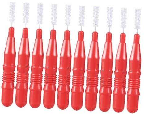 Rote Kunststoff Interdentalbürste 50 Stück für Zahnzwischenräume | Einzeln Verpackt, Kunststoffausführung, für Mundpflege im Familienalltag, Entfernt Essensreste