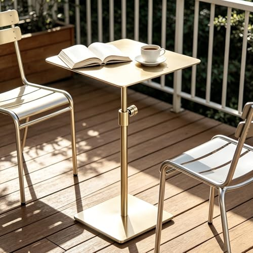 Drsyffsup Large Outdoor Side Table, Modern Adjustable Height Metal End Table, Drink Coffee Tables Planter Stand with Easy Assembly & Weather-Resistant, for Patio, Garden, Indoor(Top 50cm)