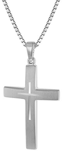 trendor Silber Kreuz mit Kette für Herren 50 cm Herrenkette mit Kreuz-Anhänger, modische Geschenkidee, zeitloser Herrenschmuck, Lieferung in Geschenkbox 60705