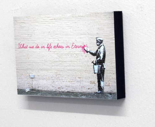 Totally Graphics #249,6 x 4 Banksy What we do in Life Block Mounted Print (postcard size)
