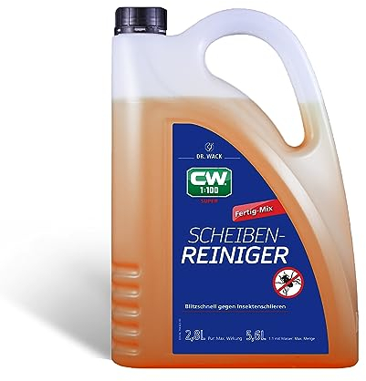 DR. WACK - CW1:100 Super Scheibenreiniger Fertig-Mix 2,8 l - 1:1 Konzentrat mit Antikalk-Formel - Reiniger für Scheinwerfer- & Scheibenwaschanlagen - bis zu 5,6 l Flüssigkeit - Hochwertige Autopflege