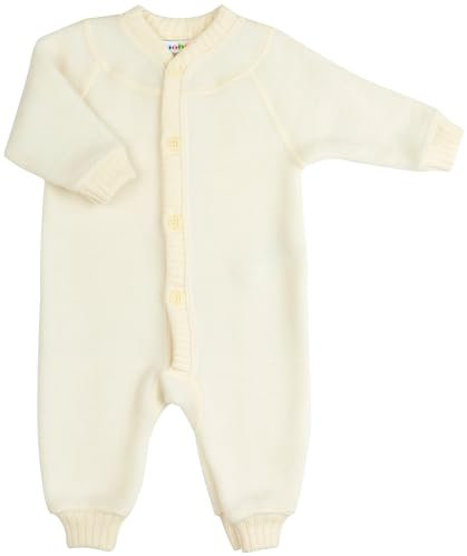 Super Soft Merino Wolle Baby Fleece Overall Jumpsuit Kinder Gr. 92, Natural