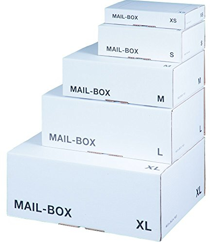 karton-billiger Mail-Box Versandschachtel, XS, S, M, L, XL in 3 Farben, 20Stück (XS - 244x145x43mm, weiß)