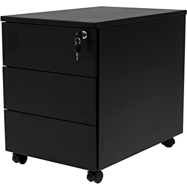 Rollcontainer Schreibtischcontainer 3 Schübe Farbe schwarz RAL 9005 pulverbeschichtet