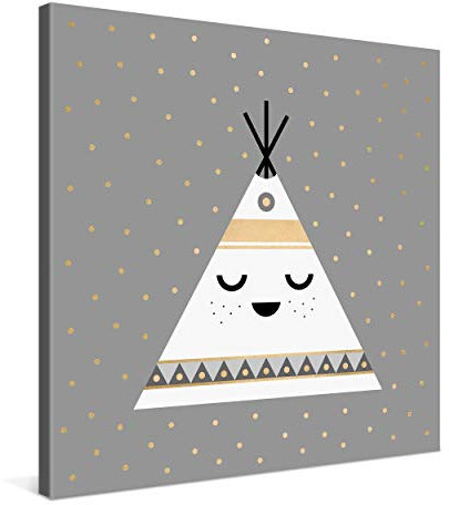 PICANOVA – Little Tipi 80x80cm – Premium Leinwanddruck – Kunstdruck Auf 2cm Holz-Keilrahmen Für Schlaf- Und Wohnzimmer Von Elisabeth Fredriksson