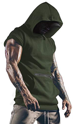 Herren Tank Top Tanktop Tankshirt Ärmellos Bodybuilding Shirt Unterhemd T-Shirt Tshirt Tee Muskelshirt Achselshirt Trägershirt Ärmellose Training Armeegrün L