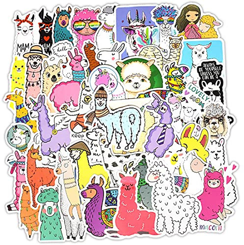 50 Stück Kawaii-Alpaka-Vinyl-Aufkleber, wasserdicht, ästhetische niedliche Lama-Aufkleber für Autos, Wasserflaschen, Laptop, Wand, Auto, Umschläge, Hydroflask Trinkgläser, Kinder, Erwachsene, Lehrer