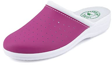JOMIX Zuecos Sanitarios Mujer Chanclas Sanitarias Cómodas Ortopédicas Ligeras Transpirables, A Fucsia, 38 EU