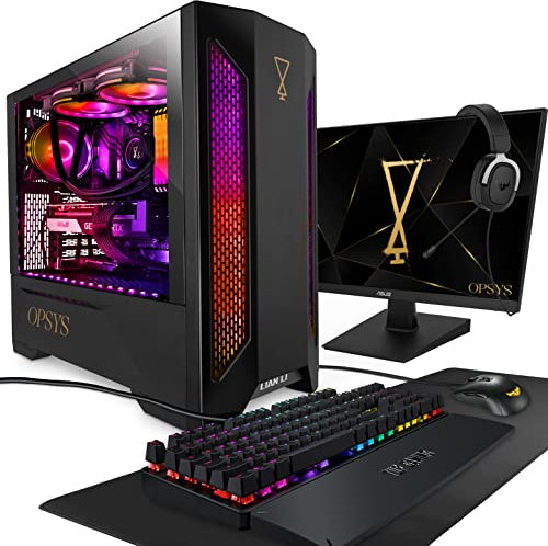OPSYS Gallantis Lite-X3 RGB PC Gamer Tour Ordinateur de Bureau avec Écran et Clavier/Souris (AMD Ryzen 5 5600, Geforce RTX 3070 Ti, 1 to NVMe SSD, 1 to HDD, 16 Go RAM, Windows 11)