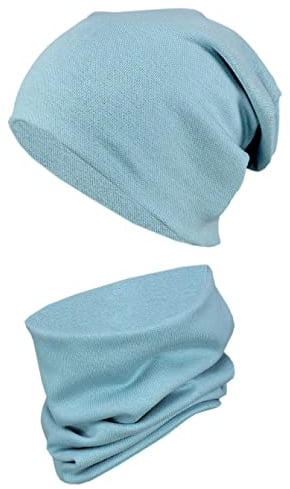TupTam Mütze und Schal Kinder Set – Weiches Schal Mütze Set Kinder für Herbst und Winter, Farbe: Alt Mint, Größe: 56-62