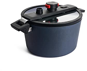 Woll Active Lite Kasserolle mit Active-Lite-Deckel und Silikoneinsatz, Ø 28 cm, 15,5 cm hoch, 7.5 Liter, mit 2 Seitengriffen - Geeignet für Ceran, Gas, Elektro, Halogen - nicht induktionsfähig