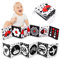 Vicloon Livre D'eveil Double Face en Tissu,Livre Tissu Bébé Livre Noir et Blanc Bébé Pliable Réutilisable,pour 6-12 Mois et Tout-Petits,Favorise développement Cerveau Bébé (Noir-C)