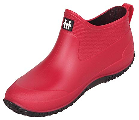 SMajong Stivali in Gomma Uomo Donna Impermeabili Scarpe da Giardinaggio Antiscivolo Scarpe da Pioggia Scarpe Gomma Stivali Caviglia Caldi Rosso Nero 40 EU