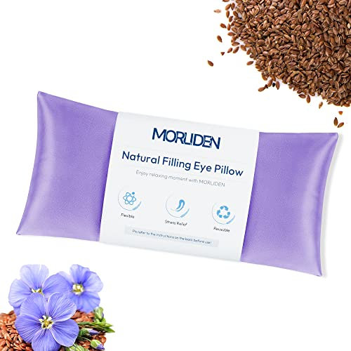 Lavendel Augenkissen zur Entspannung, Yoga Augenkissen für Meditation, mikrowellengeeignetes, gewichtetes Augenkissen für Yoga, feuchte Wärme & kalte Augenkompresse mit Aromatherapie (Hellviolett)