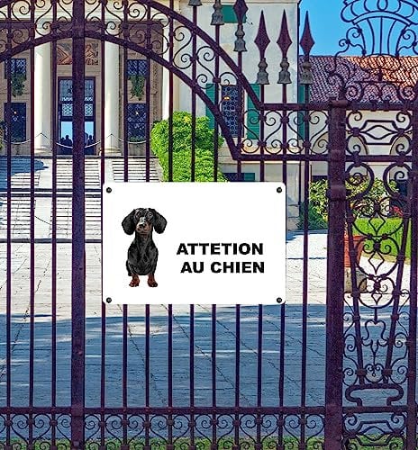 Phonecasing Warnschild aus Aluminium, 3 mm, Verbundwerkstoff in französischer Sprache (20 cm x 15 cm, Dackel)