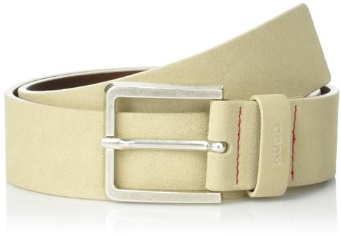 HUGO Damen Square Buckle Suede Belt Gürtel, Mandelmilch, 38