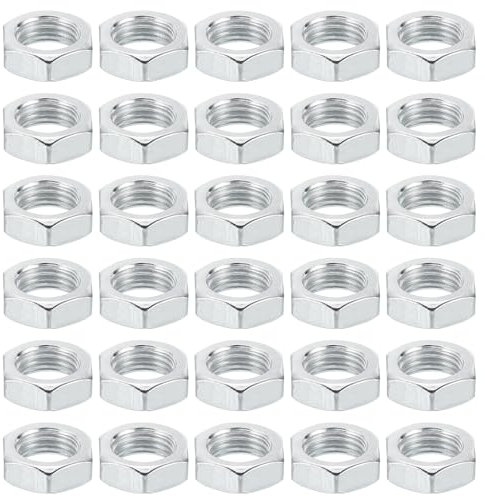 PATIKIL M10x1.0 Acero Hexagonales Tuercas, 60 Paquete Métrica Rosca Galvanizado Acabado Herraje Tuercas Tornillo Perno Sujetadores para Lámparas Maquinaria Reparación 5mm Altura