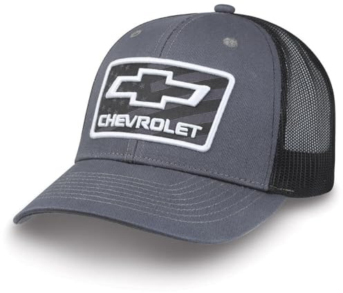 Chevrolet Bowtie American Flag Patch Hat – Chevy Snapback Cap – Offizielles Lizenzprodukt von GM Gray, Grau, Einheitsgröße