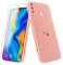 Vauki Funda para Huawei P30 Lite/Nova 4e con 2 Piezas Cristal Templado Carcasa con Amor Corazón Mujer Suave Silicona TPU Antigolpes Anti-Arañazos Case para Huawei P30 Lite/Nova 4e, Rosa