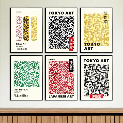 6 X Premium Japanese Tokyo Poster-Set | 29,7 x 21cm | DIN-A4 | Kunstdruck, Vintage Wandkunst, Plakate für Wand im Wohnzimmer, Schlafzimmer | Aesthetic, Minimal Wandbilder | 240g/m2 | OHNE RAHMEN