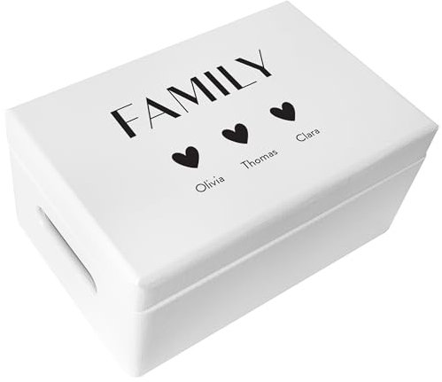 Creative Deco Weiße Familie Personalisierte Geschenke mit Namen Holzkiste | Dein Eigener Beliebig Personalisiert Text Individuelle Geschenk | Geschenkbox | Für Frauen, Männer und Kinder | Deko