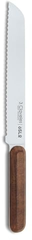 3 Claveles CUCHILLO PANERO OSLO DE ACERO INOXIDABLE CON MANGO DE MADERA DE NOGAL 20 cm - 8 3C