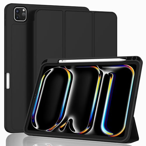 ZryXal Funda para iPad Pro de 12.9 Pulgadas 2024 con Soporte para lápices, Funda Inteligente para iPad [Compatible con Touch ID y Encendido y Apagado automático] con Carga automática de lápiz de