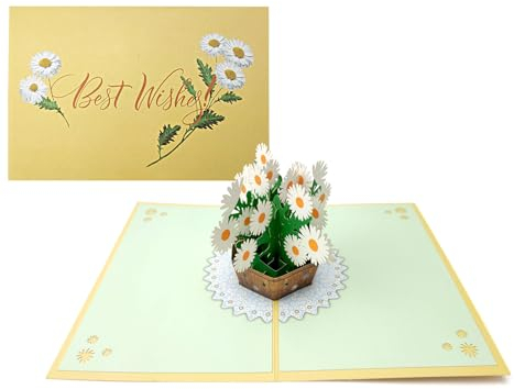 scicent Geburtstagskarte 50. Frau 3D Pop Up Grußkarten Blumen Popup Karte mit Umschlag Nachrichtenkarten für Geburtstag Valentinstag Hochzeiten Muttertag Jahrestag - 20706
