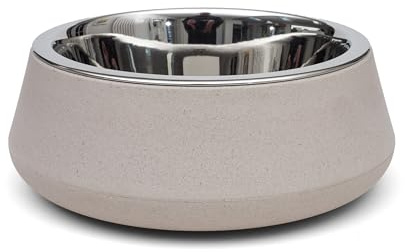 Zoon FloorGrip Bamboo & Stainless Steel Dog Bowl - Stone - Small 17cm