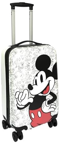 Undercover - Mickey Mouse Reisekoffer - Rollkoffer mit 4 Doppelrädern - TSA Schloss - 1 Fach mit Spanngurten - 1 Fach mit Reißverschluss