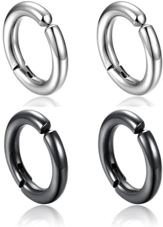 Visxcnu 2 Paar gefälschte Creolen ohne durchbohrte Nase Lippe gefälschte Ohrringe Edelstahl magnetische 10mm Ohrringe Magnetohrringe ohne durchbohrte Männer Frauen Ohrclips