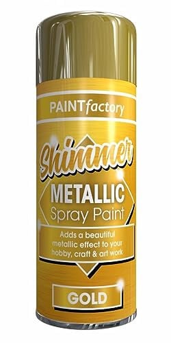 AlezyB - 2 x Metallic Shimmering Gold Spray Paint 200ml Multi-Purpose Aerosol Use for Metal and Wooden Furniture, Ornaments, Decorative Items and Much More for Interior & Exterior