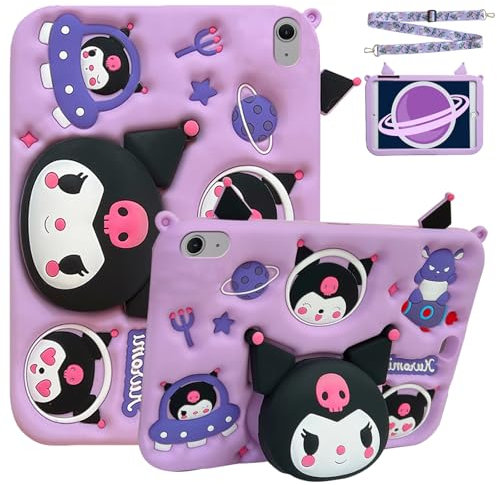 Borsa per bambini iPad Air 11 Pollici 6ª generazione M2 2024/iPad Air 5/4ª generazione 10.9'' 2022/2020, custodia antiurto con supporto e tracolla, viola